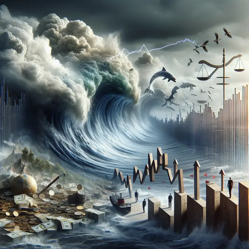 Image reflecting the volatile nature of U.S. markets under Trump's influence, showcasing both downturn and recovery.