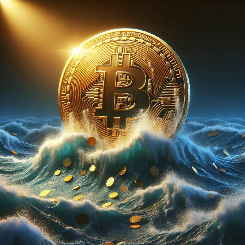 A visual representation of Bitcoin as a majestic crown jewel amidst various altcoin symbols.
