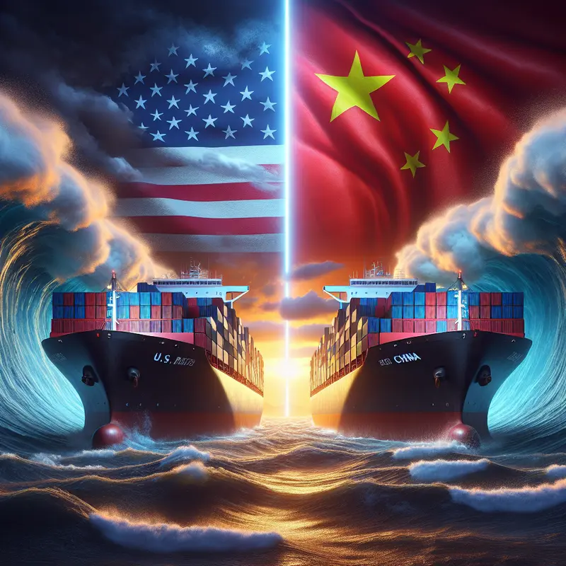 The impact of high tariffs on the global trade landscape, illustrated by the frenetic activity of a trading floor.
